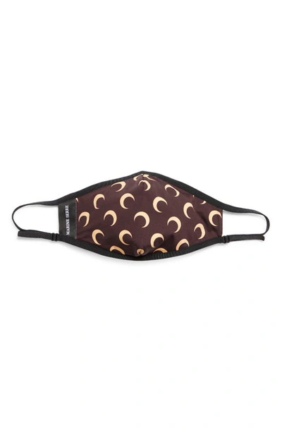 Shop Marine Serre Moon Print Adult Face Mask In All Over Moon Brown