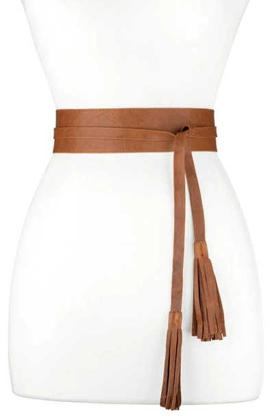 Shop Raina Bronco Leather Wrap Belt In Cognac