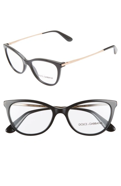 Shop Dolce & Gabbana 52mm Optical Glasses In Black/ Gold