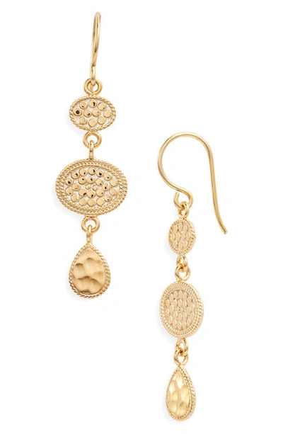 Shop Anna Beck Hammered Triple Drop Earrings In Gold