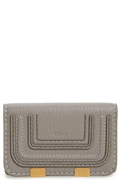 Shop Chloé Marci Leather Flap Card Holder In Cashmere Grey