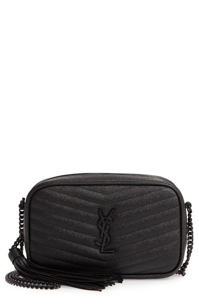 Saint Laurent Mini Lou Pebbled Leather Camera Bag - Black