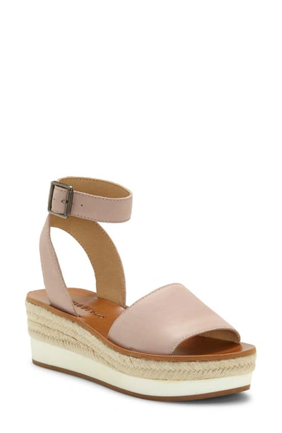 Shop Lucky Brand Joodith Platform Wedge Sandal In Adobe Rose Leather
