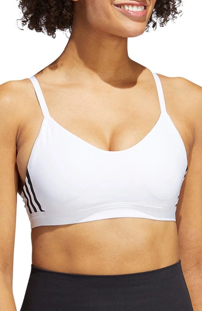 Shop Adidas Originals Aeroready 3-stripes Sports Bra In White/ Black