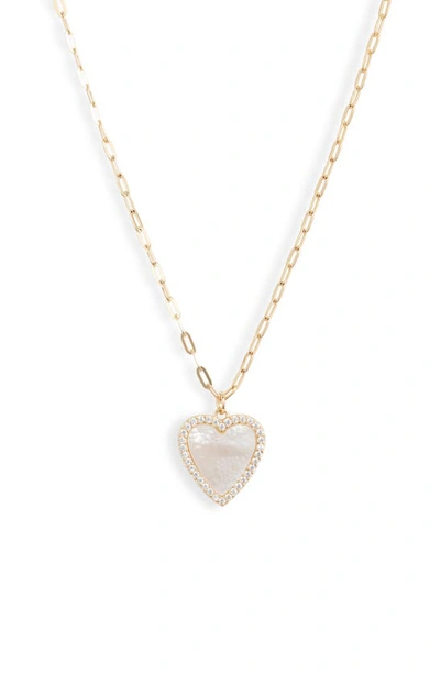 Shop Argento Vivo Mother-of-pearl Heart Pendant Necklace In Gold