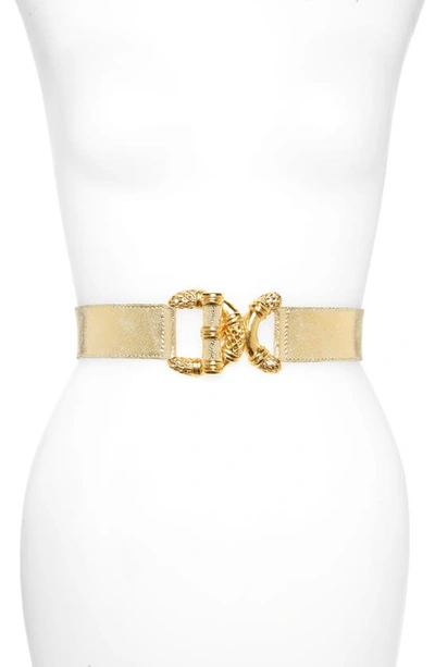 Shop Raina Viper D-ring Buckle Leather Belt In Gold