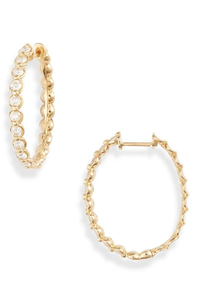 Shop Bony Levy Monaco Diamond Hoop Earrings In Yellow Gold/ Diamond