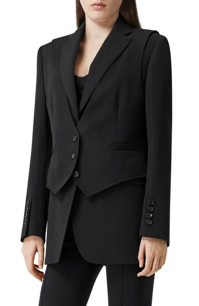 Shop Burberry Titouan Double Layer Wool Blazer In Black