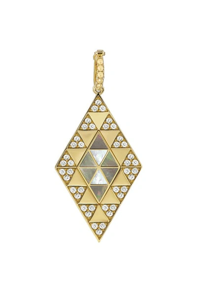 Shop Harwell Godfrey Amina Enhancer Pendant In Yellow Gold/ Pearl/ Diamond