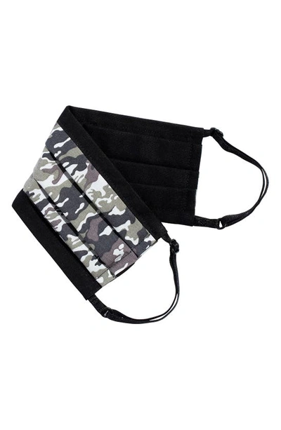 Shop L Erickson Peace Ii Adult Pleated Reversible Cotton Face Mask In Camo Grey/ Black