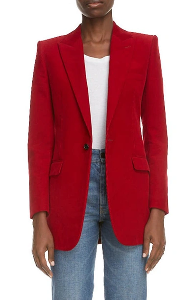 Shop Saint Laurent Corduroy Blazer In Rouge