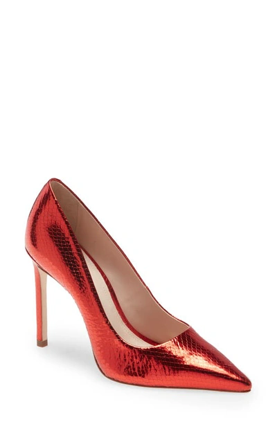 Shop Schutz Lou Pointed Toe Pump In Red Leather