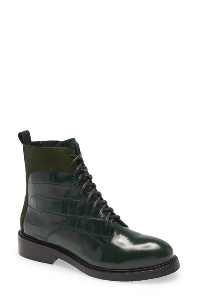 Shop Jeffrey Campbell Fischer Lace-up Leather Boot In Green Exotic Multi
