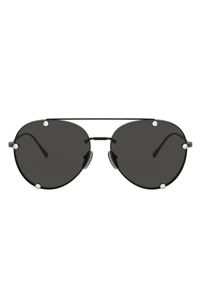 Shop Valentino 59mm Aviator Sunglasses In Silver/ Smoke