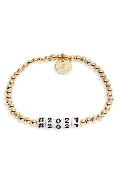 Shop Little Words Project 2021 Stretch Bracelet In Gold/ White