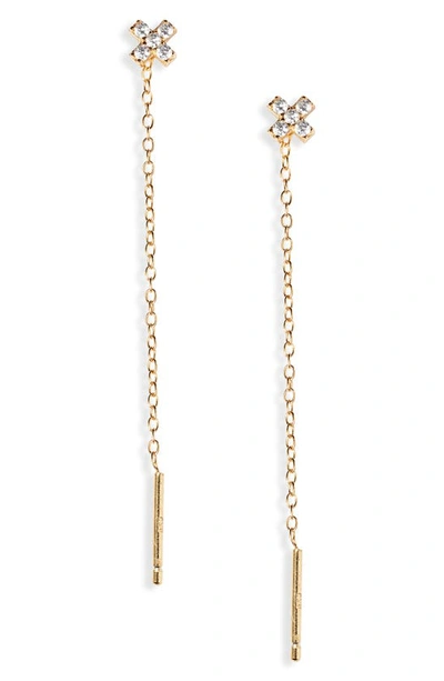 Argento Vivo Sterling Silver Pavé Cross Threader Earrings In Gold