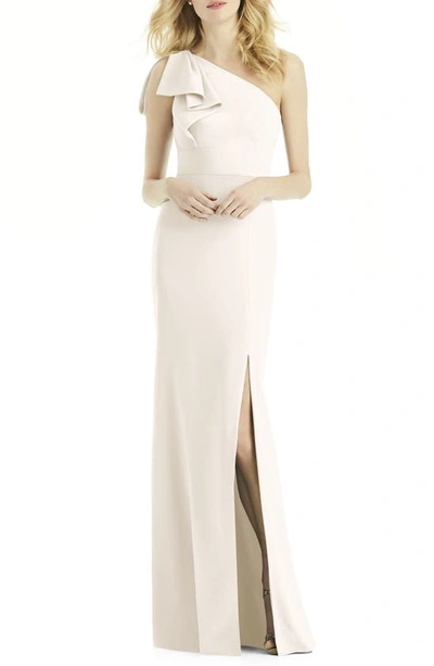 Shop After Six Bow One-shoulder Trumpet Gown In Ivory