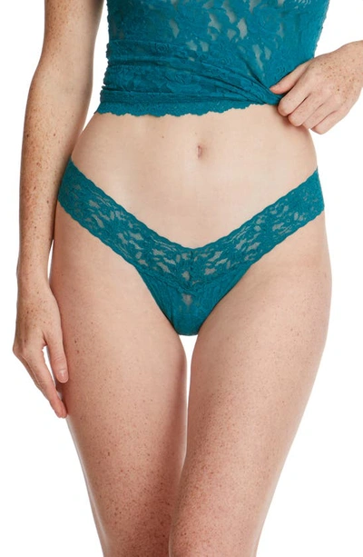 Shop Hanky Panky Signature Lace Low Rise Thong In Night Forest Green