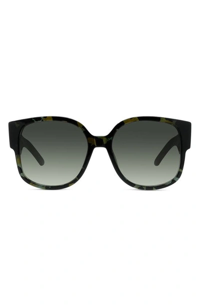 Shop Dior Wil 58mm Square Sunglasses In Green Havana/ Green