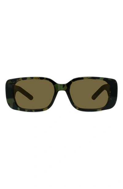 Shop Dior 53mm Rectangular Sunglasses In Green Havana/ Green
