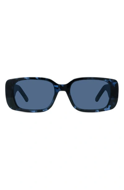 Shop Dior 53mm Rectangular Sunglasses In Blue Havana/ Blue