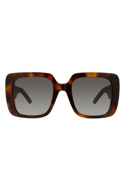 Shop Dior Wil 55mm Square Sunglasses In Havana/ Grey