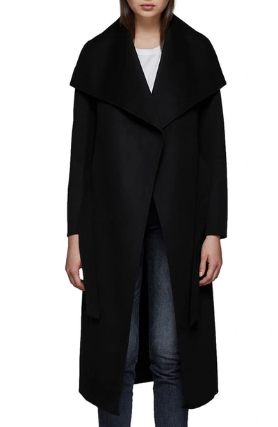 Shop Mackage Mai Long Wool Wrap Coat In Black