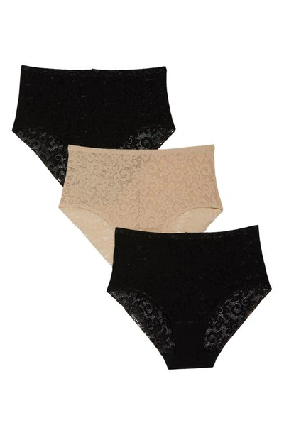 Shop Tc Assorted 3-pack Lace Briefs In Black/ Black/ Nude