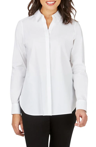 Shop Foxcroft Kylie Non-iron Cotton Button-up Shirt In White
