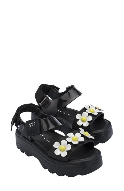 Shop Melissa X Lazy Oaf Kick Off Lug Sole Platform Sandal In Black/ White/ Yellow