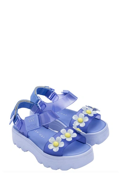 Shop Melissa X Lazy Oaf Kick Off Lug Sole Platform Sandal In Blue/ Yellow