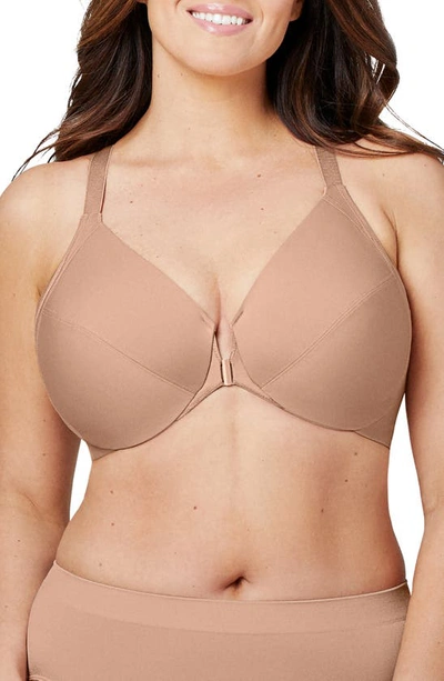 Shop Glamorise Wonderwire Front Close Smoothing Underwire Bra In Cappuccino