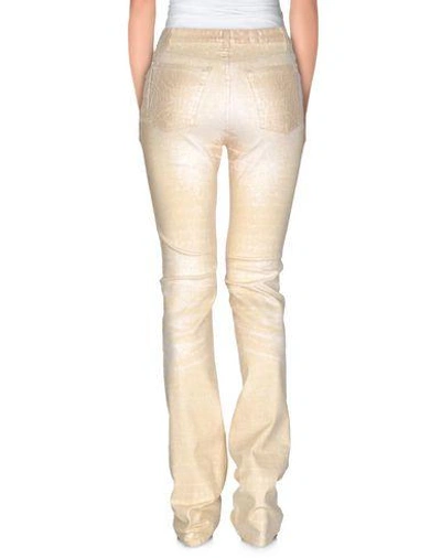 Shop Roberto Cavalli Denim Pants In Beige