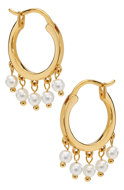 Shop Ajoa Shaker Imitation Pearl Huggie Hoop Earrings In Gold