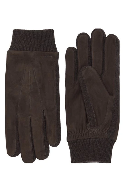 Shop Hestra Geoffrey Leather Gloves In Espresso