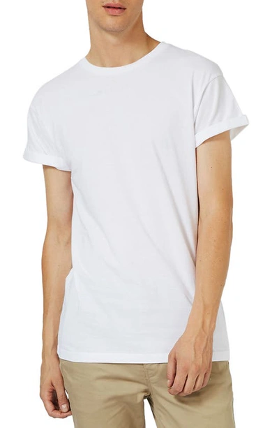 Shop Topman Roller Sleeve T-shirt In White