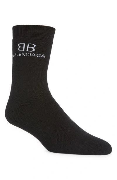 Shop Balenciaga Logo Socks In Black/white