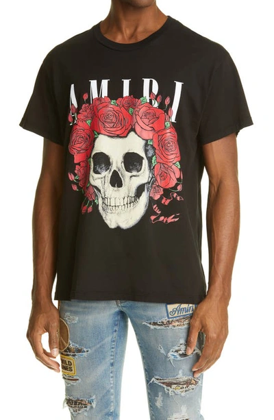 Shop Amiri Grateful Dead Skull & Roses Graphic Tee In Black