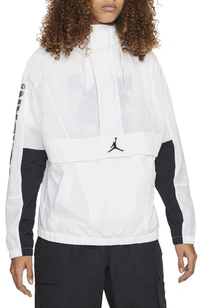 Shop Nike Jordan Jumpman Classic Hooded Jacket In White/black/white