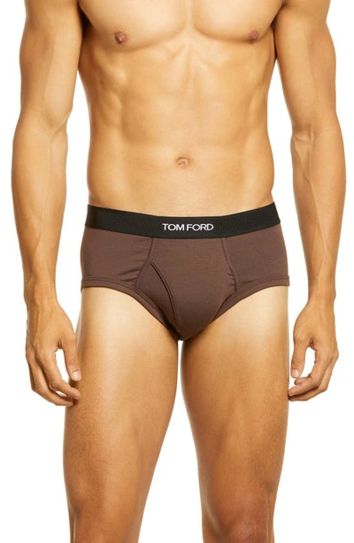 Shop Tom Ford Cotton Stretch Jersey Briefs In Nude 6
