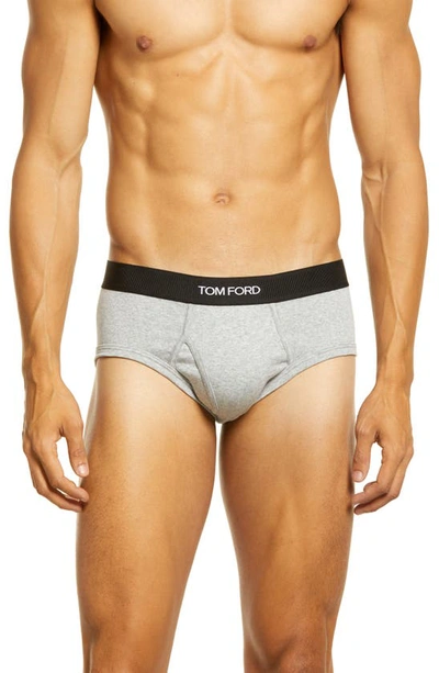 Shop Tom Ford 2-pack Cotton Stretch Jersey Briefs In Grey