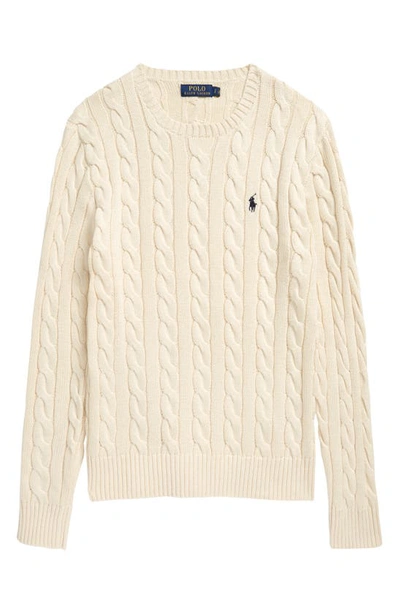Shop Polo Ralph Lauren Cable Knit Crewneck Sweater In Andover Cream