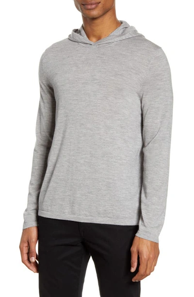 Shop Vince Wool & Cashmere Pullover Hoodie In Heather Grey