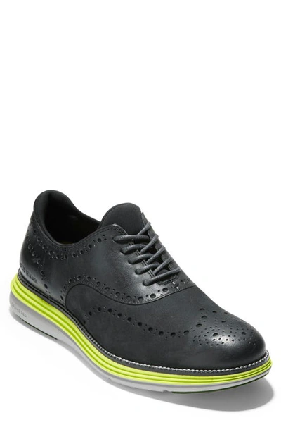Shop Cole Haan Original Grand Ultra Wingtip In Black/ Safety Yellow/cool Grey