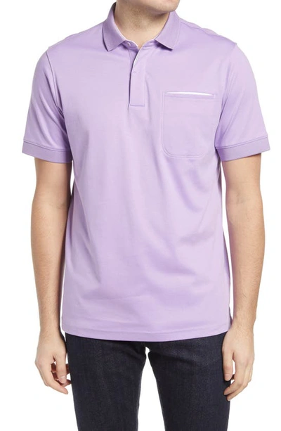 Shop Bugatchi Pima Cotton Short Sleeve Polo Shirt In Lilac