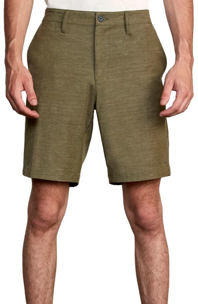 Shop Rvca Back In Hybrid Shorts In Olive