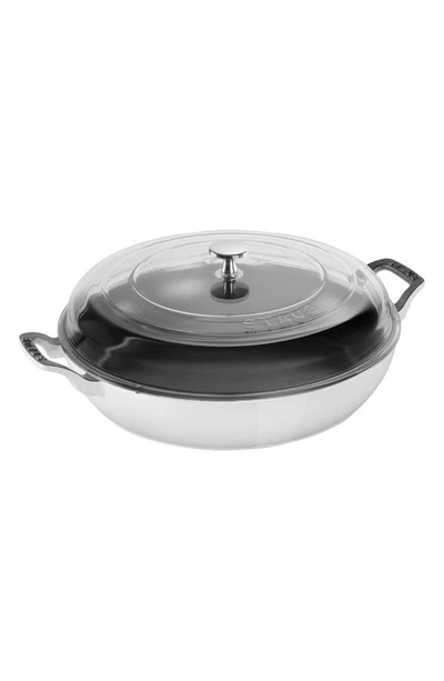 Staub 3.5 Quart Enameled Cast Iron Braiser With Glass Lid In White