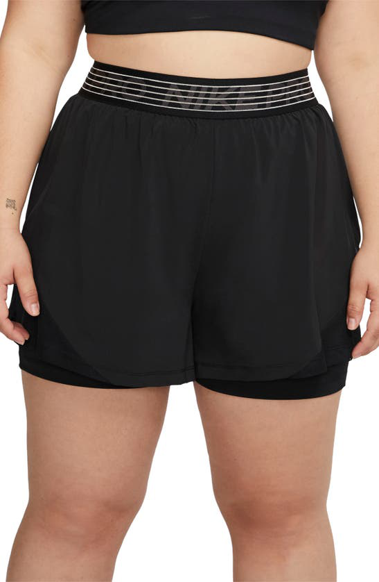nike training pro 2 in 1 woven shorts in black