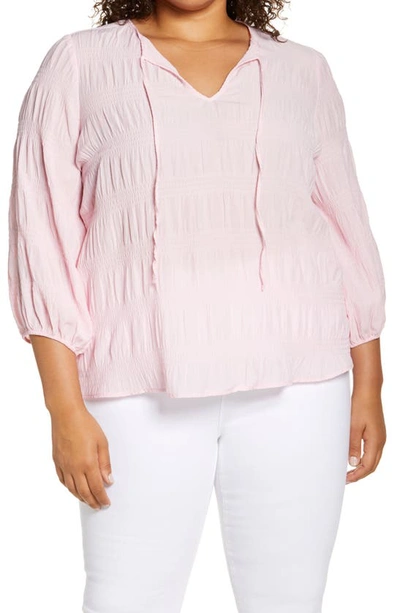 Shop Vince Camuto Smocked Blouse In Pink Iris