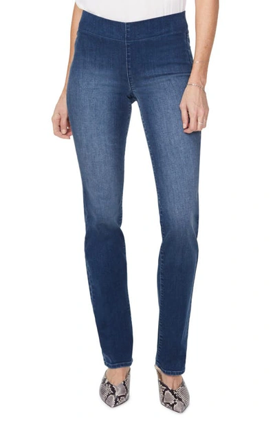 Shop Nydj Nydy Pull-on Straight Leg Jeans In Clean Solana